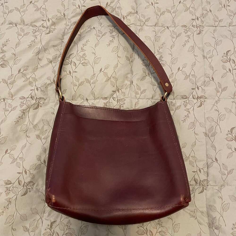 Portland Leather Triangle Shoulder Bag in Cognac Color - Picture 2 of 7
